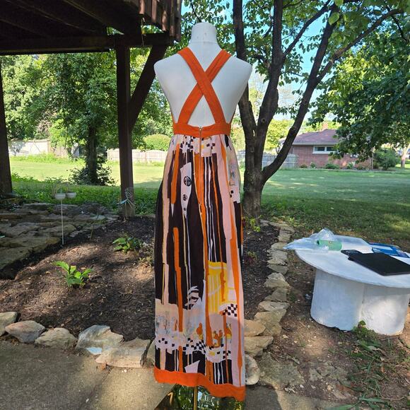 French Connection Italian Summer Tennis core Boho Babydoll Maxi Dress Size 4 - Picture 6 of 12